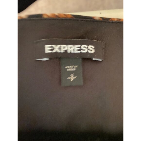 Express Dress Brown Snakeskin Pattern Long Sleeve Small - Picture 7 of 8